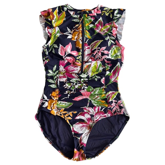 🌻NWOT Anne Cole Flutter Sleeve Zip Up Rashguard One Piece - Picture 4 of 15